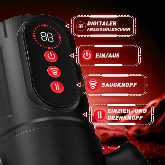 XS5: Elektrische masturbator met handvat, 9 telescopische rotaties en 9 zuigmodi