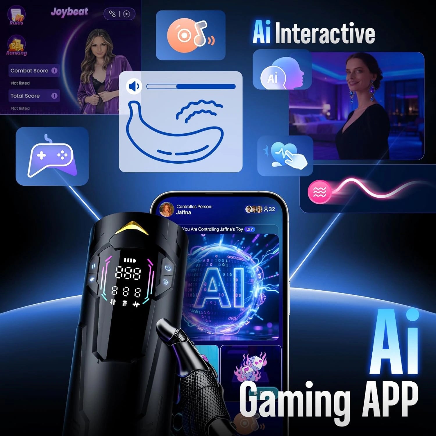 XT4: Automatische masturbator met AI-app en 7 zuig-, stoot- en vibratiestanden