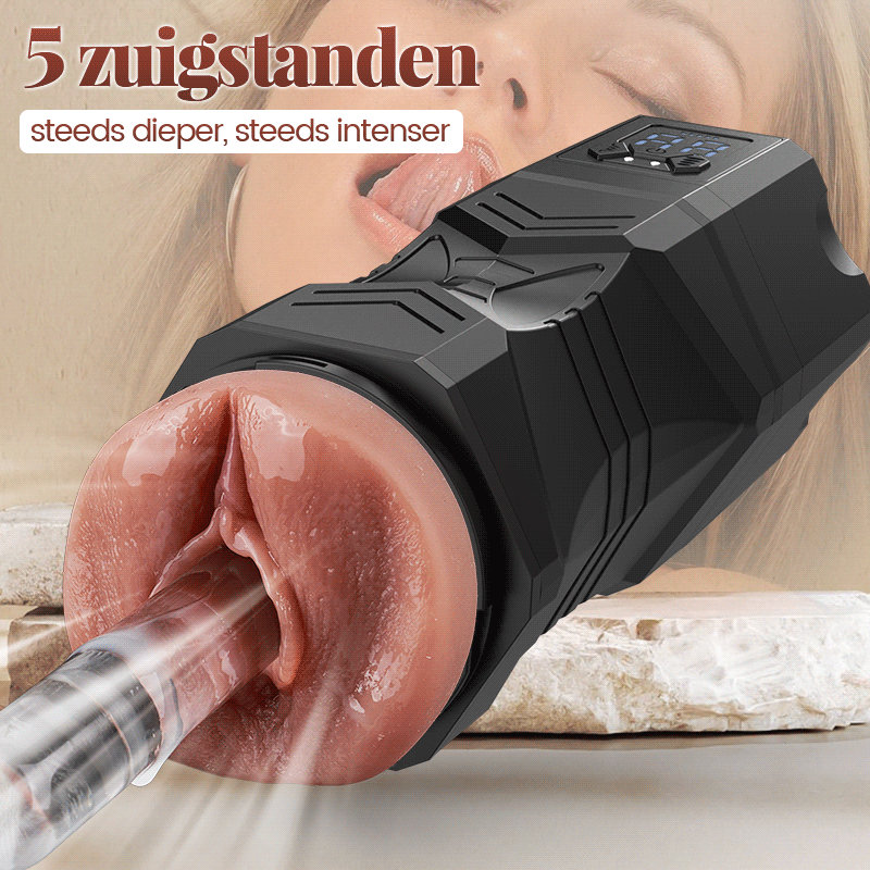 XV10: Elektrische masturbator Realistische vagina met 5 zuigniveaus 9 vibratiemodi