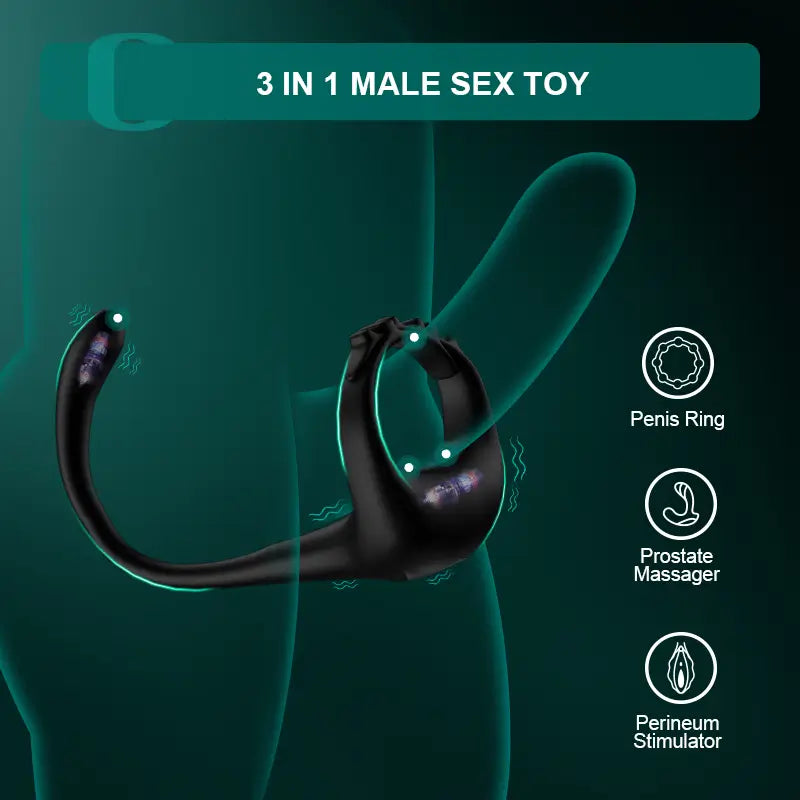 PR4: verstelbare vibrerende cockring met 10 vibratiemodi en prostaatstimulator