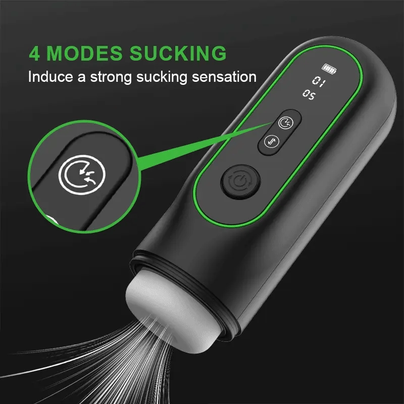 XS14: 6-in-1 stotende, vibrerende, verwarmende en geluidsgestuurde cock‑suck‑machine