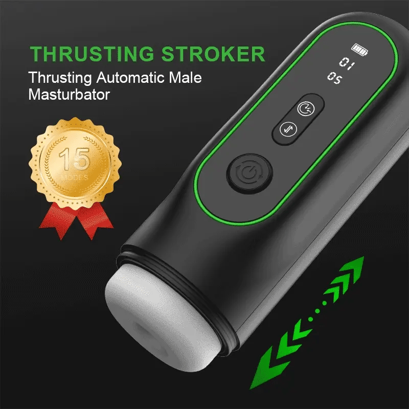 XS14: 6-in-1 stotende, vibrerende, verwarmende en geluidsgestuurde cock‑suck‑machine