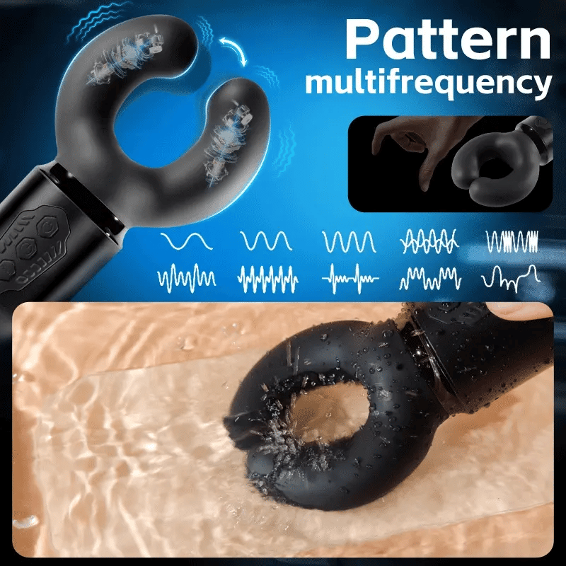 XG19: Waterdichte penisglans-stimulator met 10 knijpende vibraties
