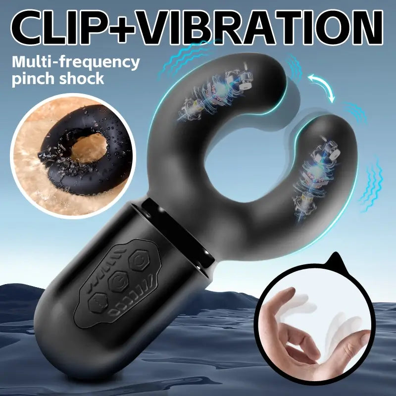 XG19: Waterdichte penisglans-stimulator met 10 knijpende vibraties