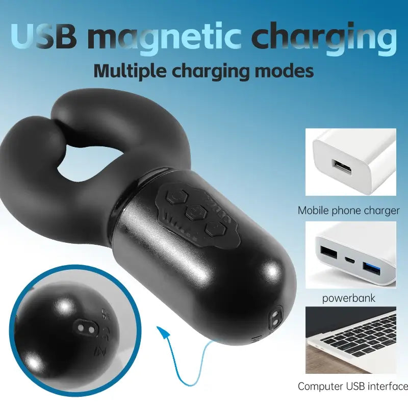 XG19: Waterdichte penisglans-stimulator met 10 knijpende vibraties