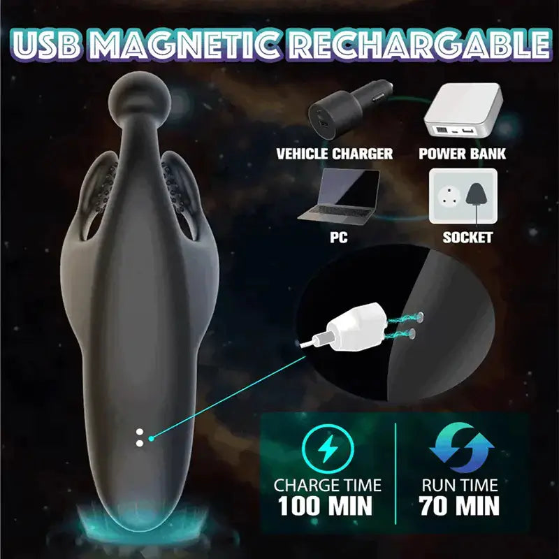 XG9: Draagbare penisglans-stimulator met 10 vibratiemodi