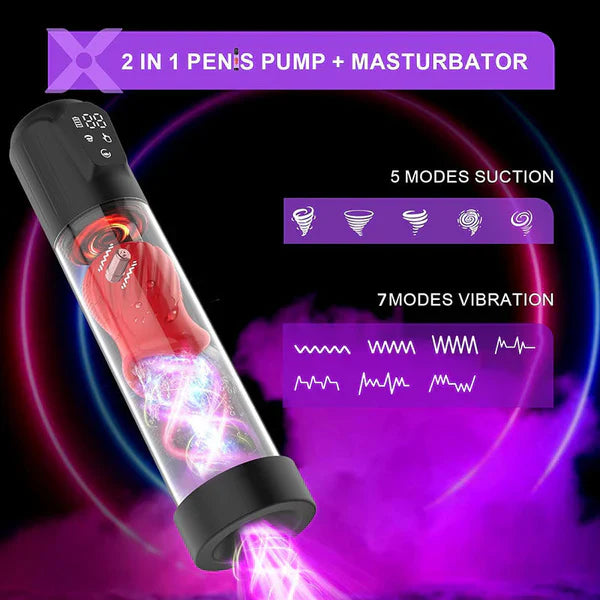 XP4 Plus penispompvergroter met 7 vibratie‑ en 5 zuigmodi