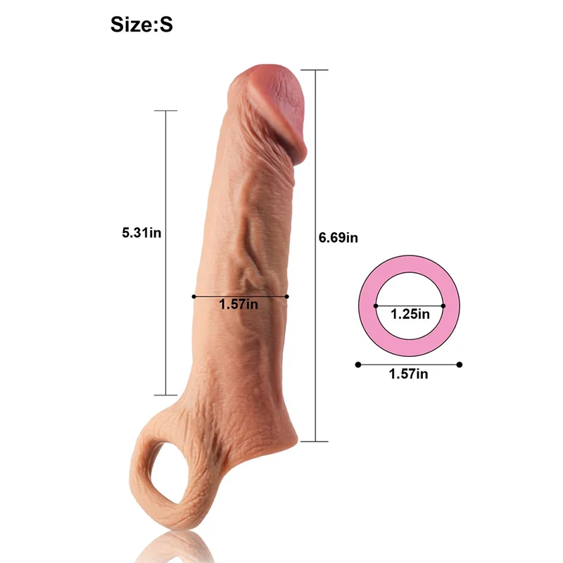 20,3 cm lengte x 12,4 cm omtrek, S/M/L maat realistische penismouw