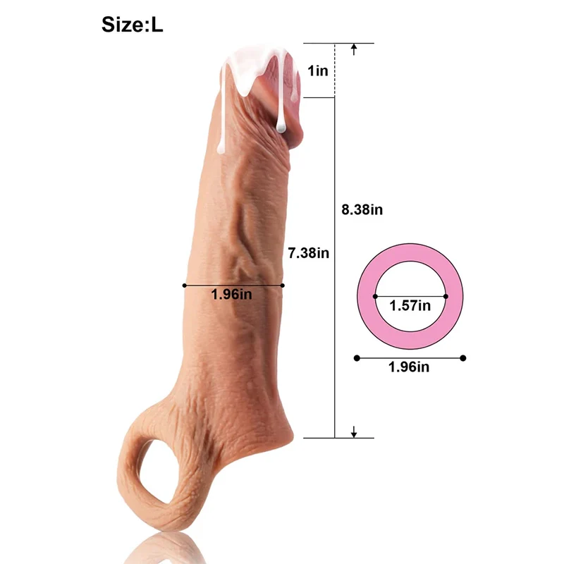 20,3 cm lengte x 12,4 cm omtrek, S/M/L maat realistische penismouw