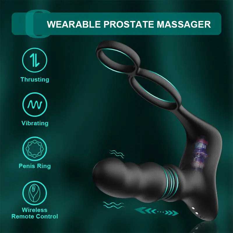PM9: draagbare prostaatmassager met afstandsbediening, 9 stoot- en vibratiemodi