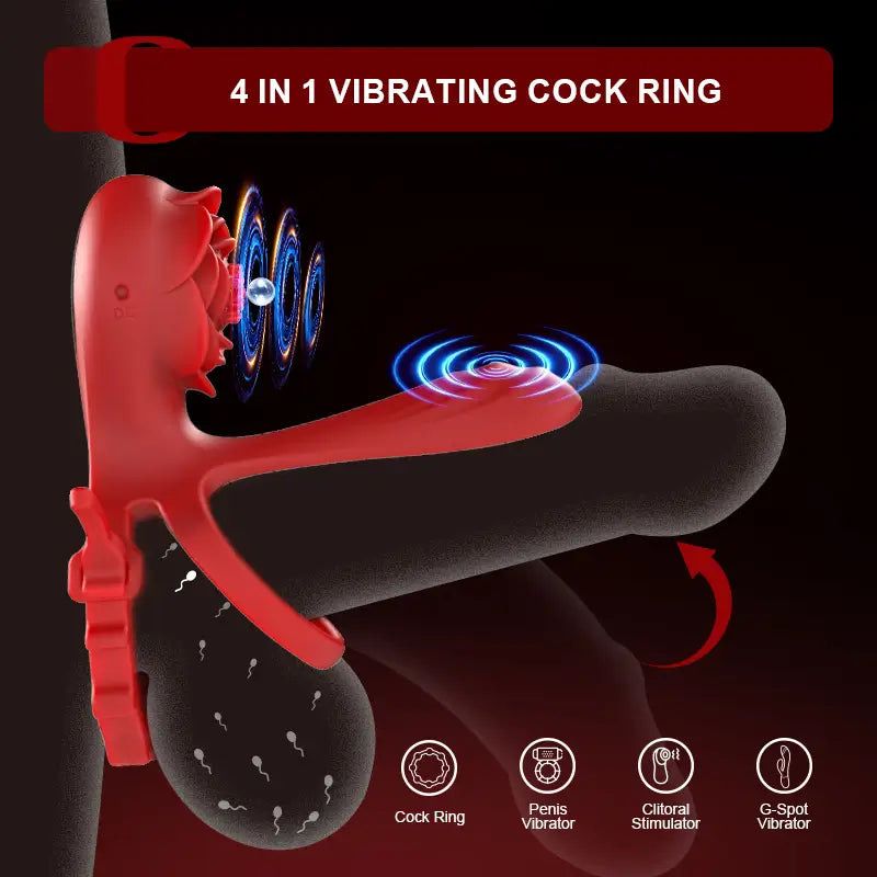 PR8: rozen-cockring met dubbele motoren en 10 vibratiemodi voor koppels