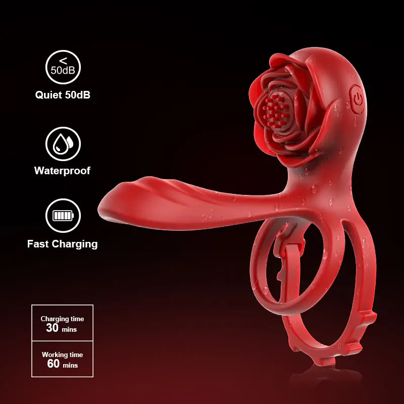 PR8: rozen-cockring met dubbele motoren en 10 vibratiemodi voor koppels