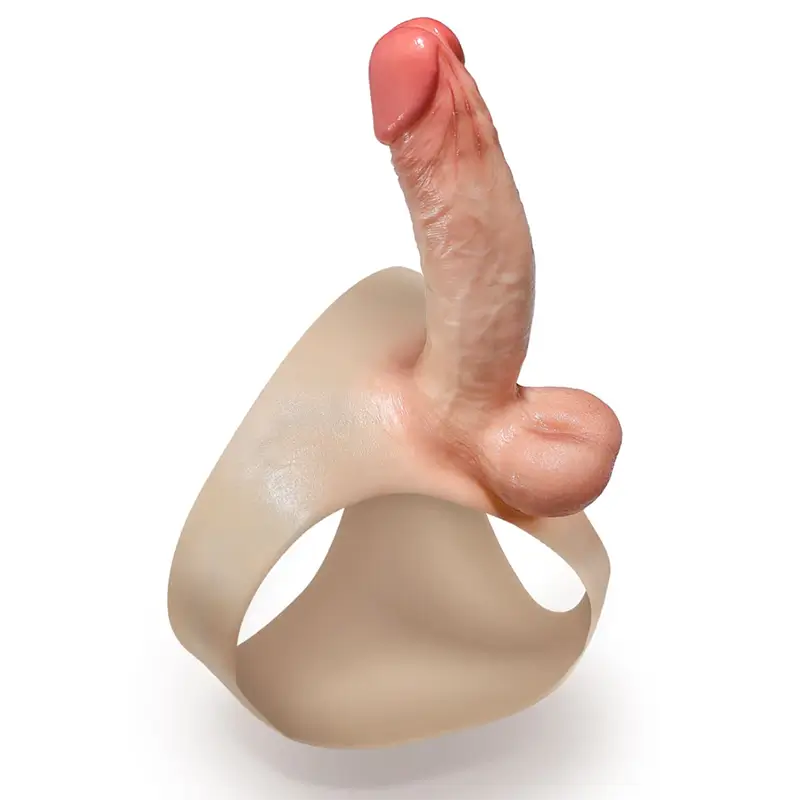 18 cm x 5 cm siliconen holle strap-on penisverlenging met bewegende ballen