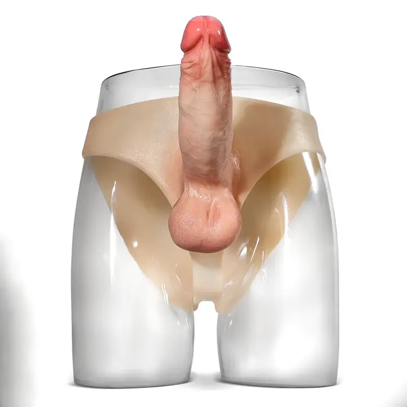18 cm x 5 cm siliconen holle strap-on penisverlenging met bewegende ballen