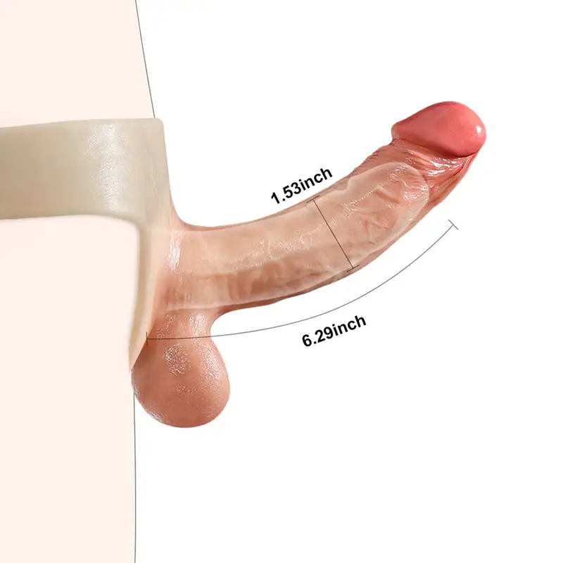 18 cm x 5 cm siliconen holle strap-on penisverlenging met bewegende ballen