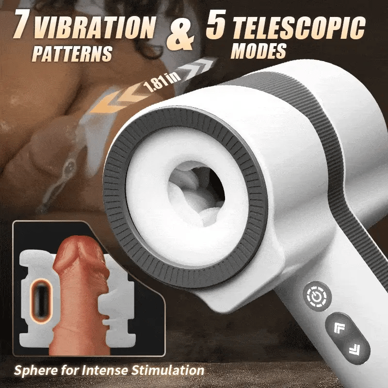 XR17: Automatische masturbatiecup met 5 telescopische rotatiemodi en 7 vibratiestanden