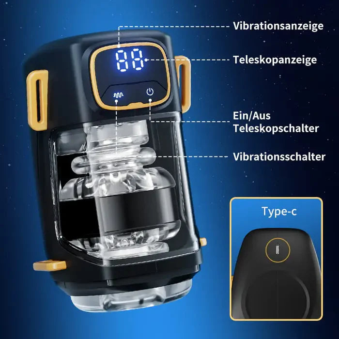 XT2: Hands-free herenstroker met bevestigingsriem, 9 stoot- en trillingsstanden