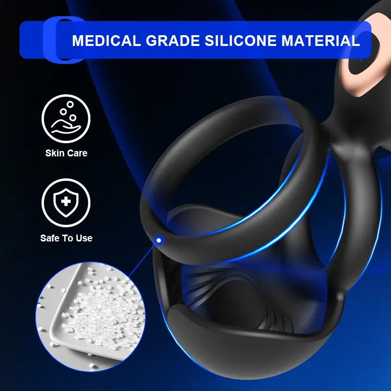 Vibrerende testikel-, perineum- en clitorisstimulator 3‑in‑1 penisring