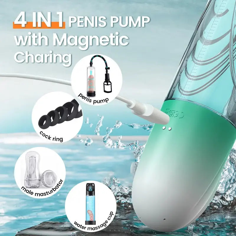 XP14: elektrische vacuüm penis pomp met 4 drukniveaus en 9 zuiginstellingen