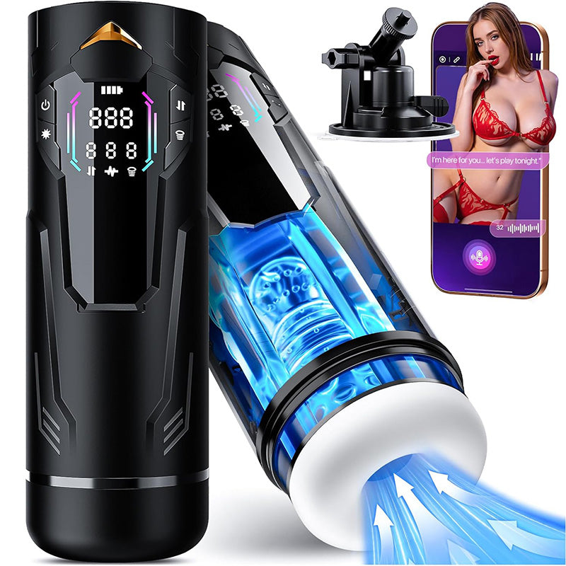 XT4: Automatische masturbator met AI-app en 7 zuig-, stoot- en vibratiestanden