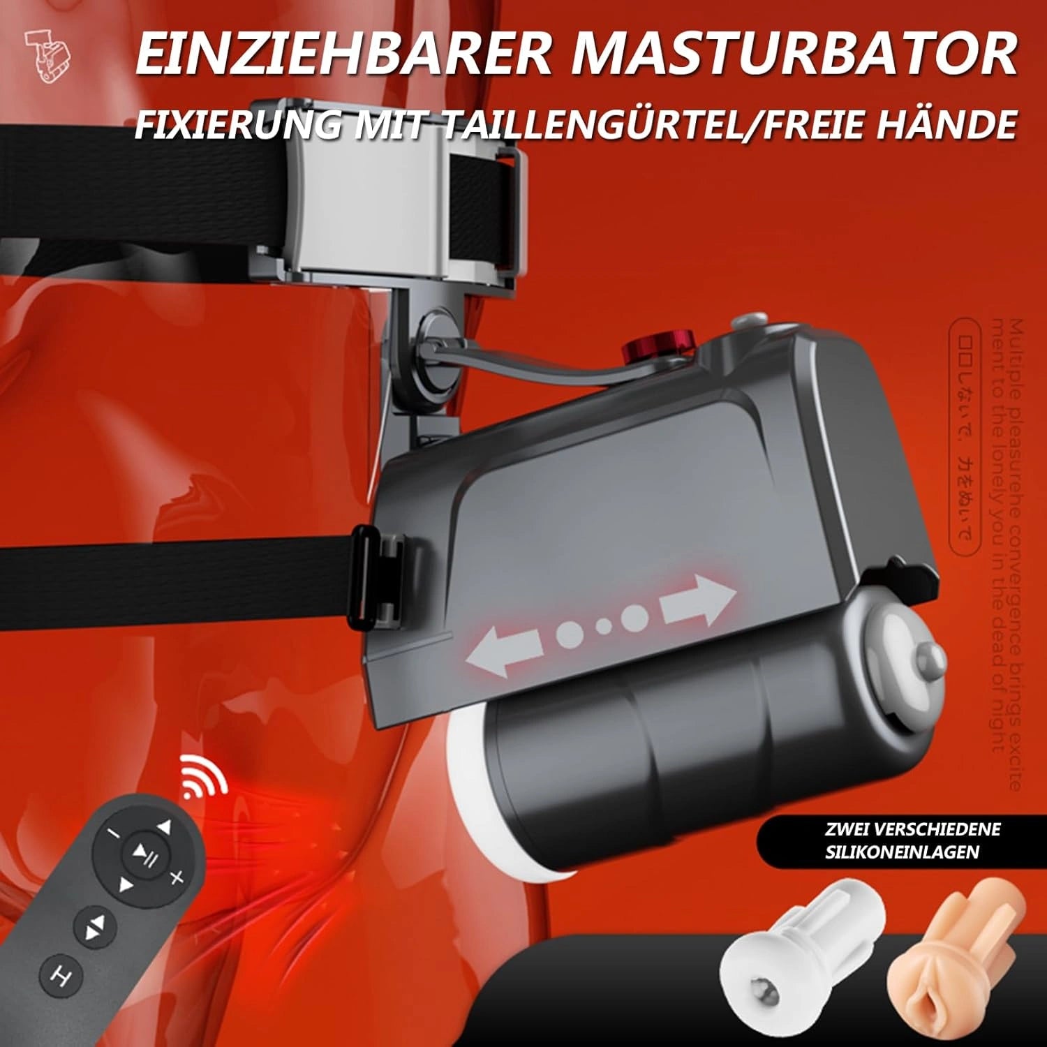 Handsfree masturbator voor mannen met 10 drukstanden en 2 verwijderbare inzetstukken