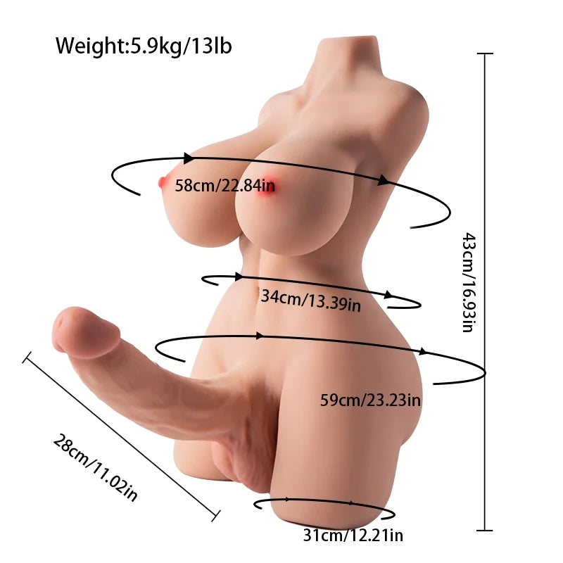 Kathoey: 5,90 kg Trans sekstorso met realistische 28 cm dildo
