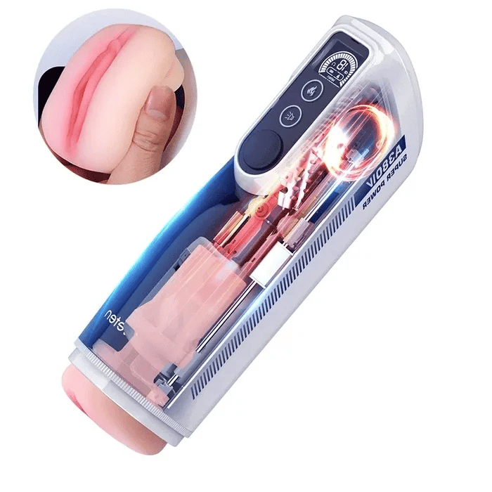 Leten A380 Pro: realistische mannelijke stroker met 10 stoot- en schommelmodi, verwarming en geluid