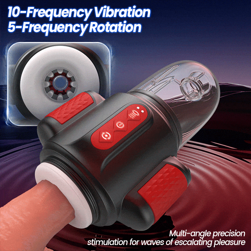 XR16: Hydro vortex masturbator – 10 trillingen, 5 rotaties, 5 watersproei