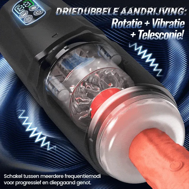 XR19: Handsfree masturbator met stoot-, rotatie- en vibratiefunctie en app-interactie