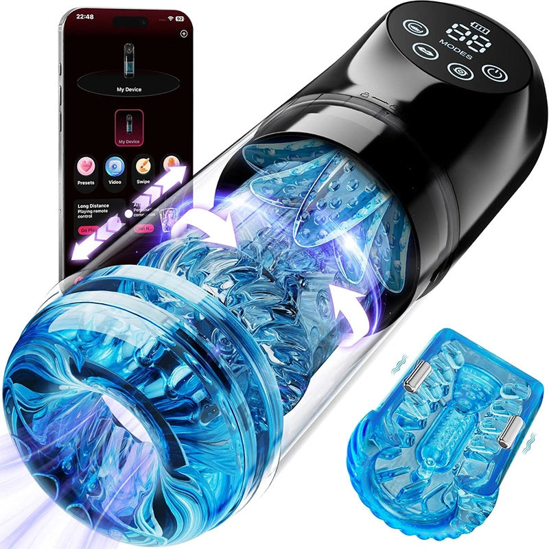 XR21: Mannelijke masturbator met stoot-, rotatie-, vibratie-, zuig- en likfunctie  App-bediening & LCD-display