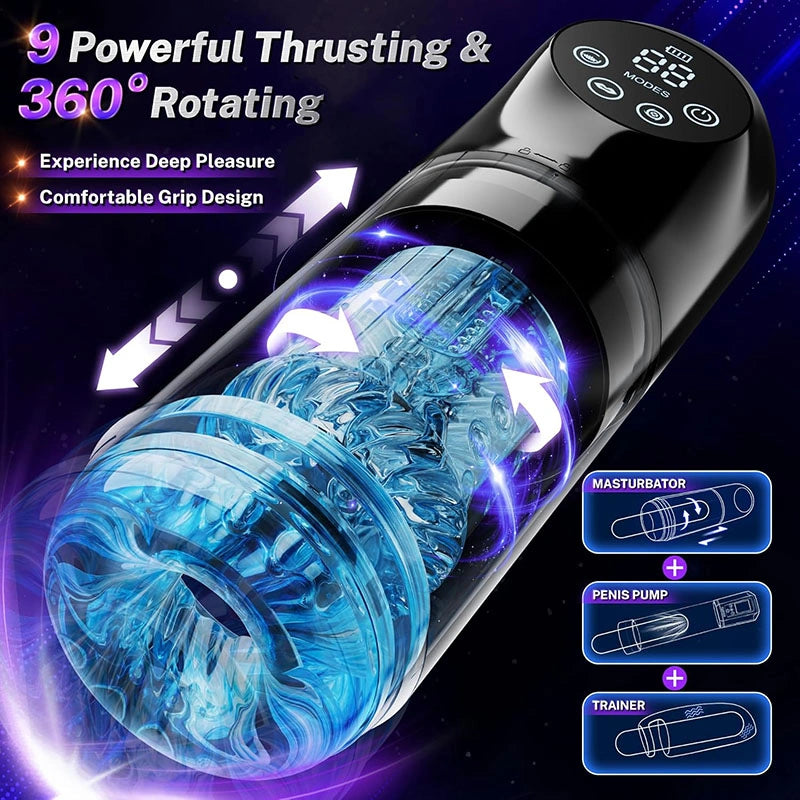 XR21: Mannelijke masturbator met stoot-, rotatie-, vibratie-, zuig- en likfunctie  App-bediening & LCD-display