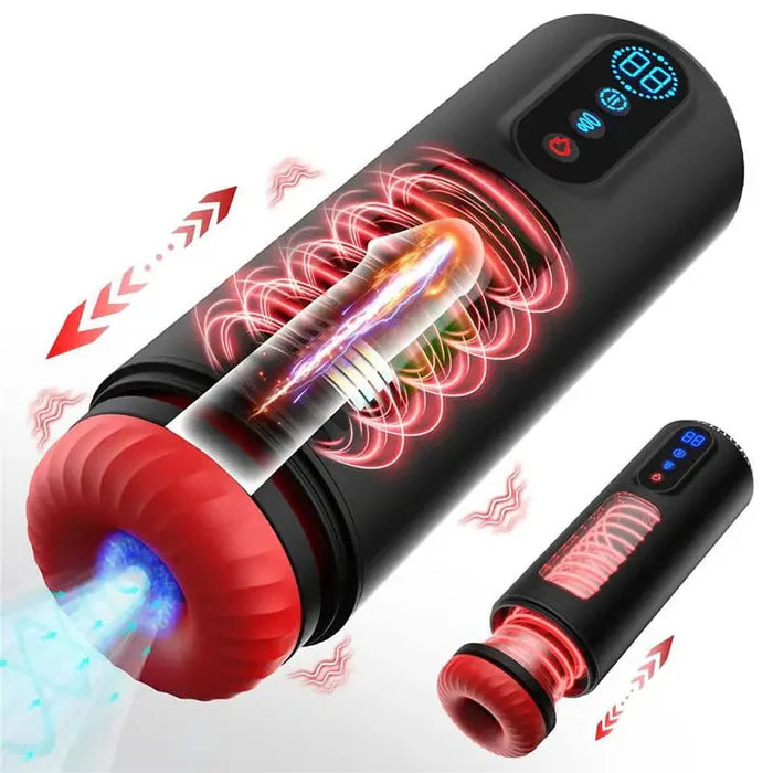 XS6Pro Verwarmde masturbator met 9 standen stoten, zuigen, vibratie en automatische orale seks