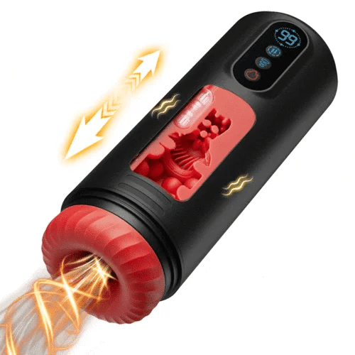 XS6Pro Verwarmde masturbator met 9 standen stoten, zuigen, vibratie en automatische orale seks