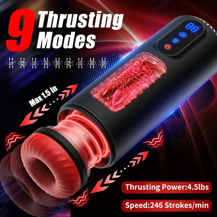 XS6Pro Verwarmde masturbator met 9 standen stoten, zuigen, vibratie en automatische orale seks