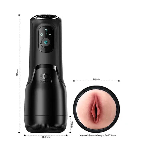XS7: Automatische masturbator met pneumatische AirPulse compressie & OLED-display