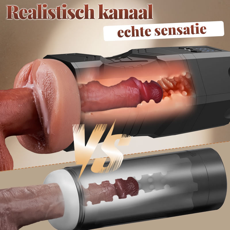 XV10: Elektrische masturbator Realistische vagina met 5 zuigniveaus 9 vibratiemodi