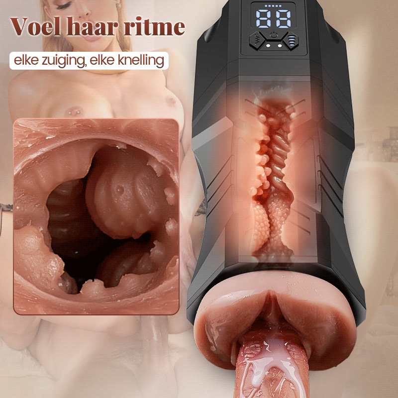 XV10: Elektrische masturbator Realistische vagina met 5 zuigniveaus 9 vibratiemodi