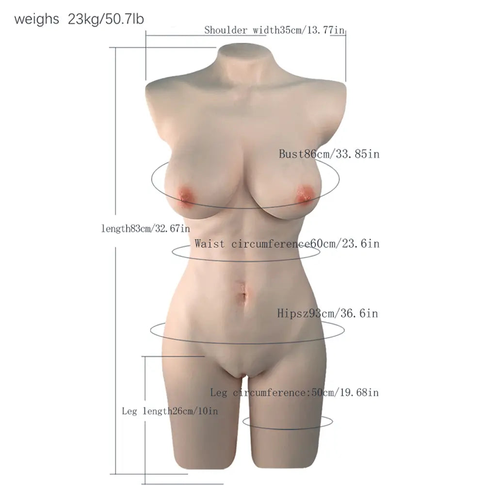 Blanche: 23 kg volledig siliconen levensechte vrouwelijke torso