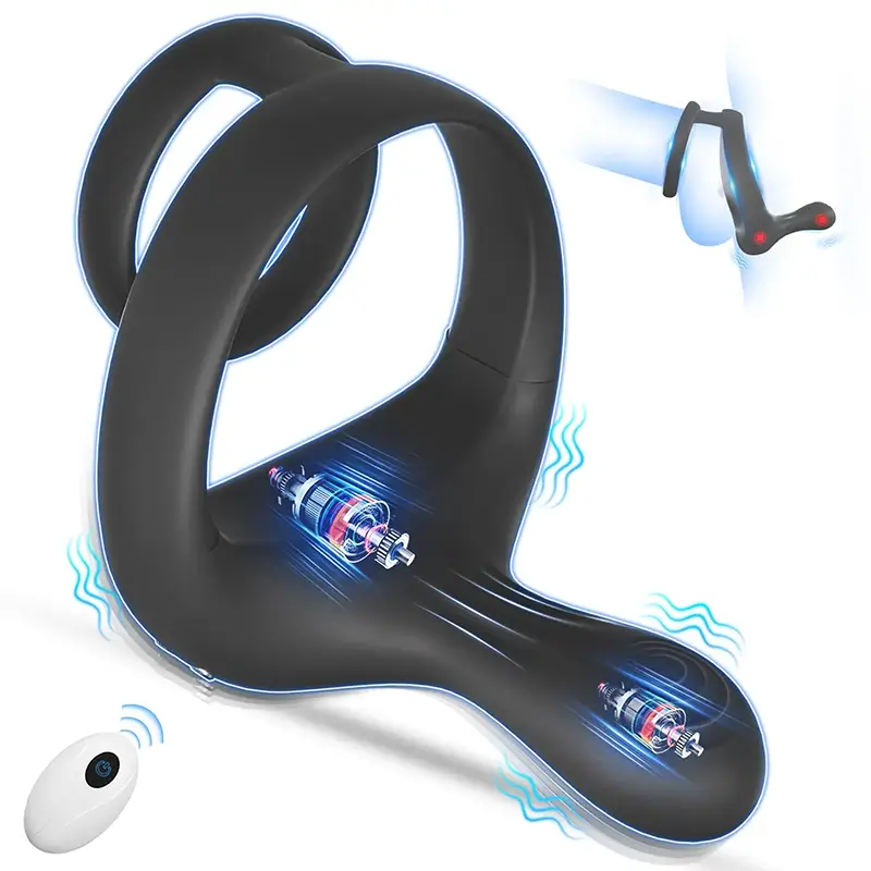 PR6 Penisring met Dubbele Motoren & Afstandsbediening - Trilling voor Penis, Ballen en Perineum