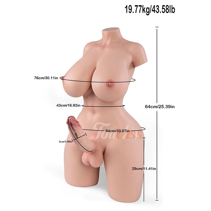 Sabrina: 19,77 kg E-Cup BBW siliconen sekstorso met Ultra-realistische 18 cm dildo & vagina