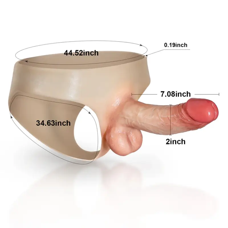 18 cm x 5 cm siliconen holle strap-on penisverlenging met bewegende ballen